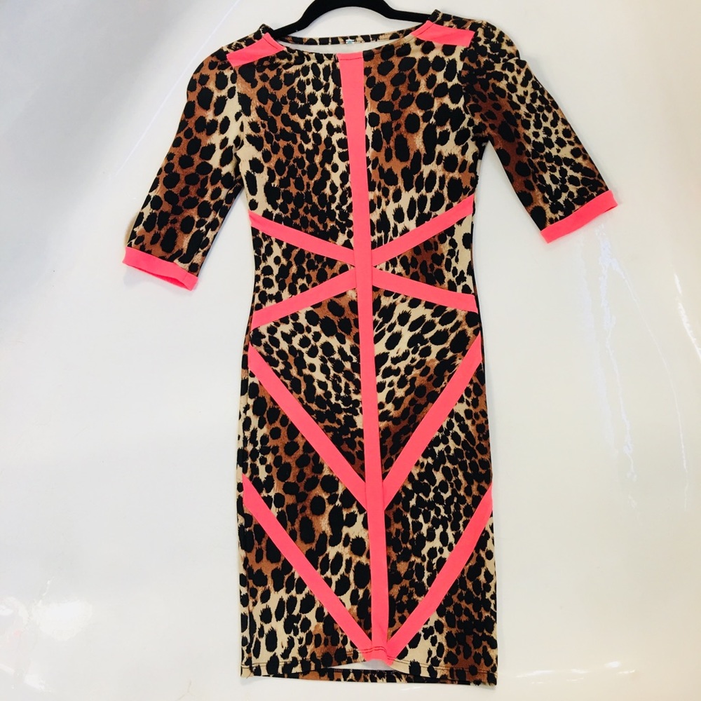 Leopard & Neon Pink Dress